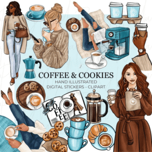 Hand Drawn Coffee Girls Clip Art