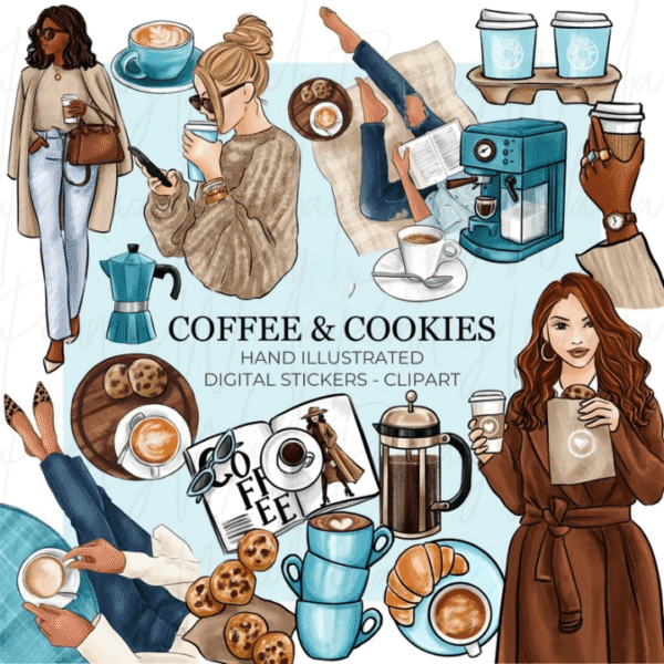 Hand Drawn Coffee Girls Clip Art