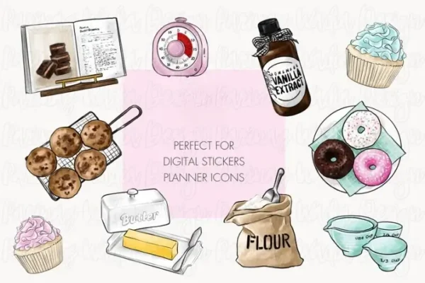 Home Baking Watercolor Clip Art - Image 7