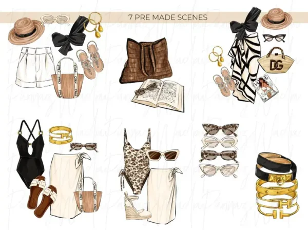 Summer Girls 8 Digital Planner Sticker Clipart - Image 7