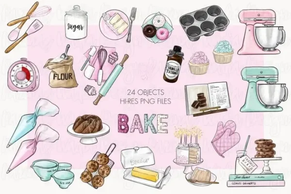 Home Baking Watercolor Clip Art - Image 6