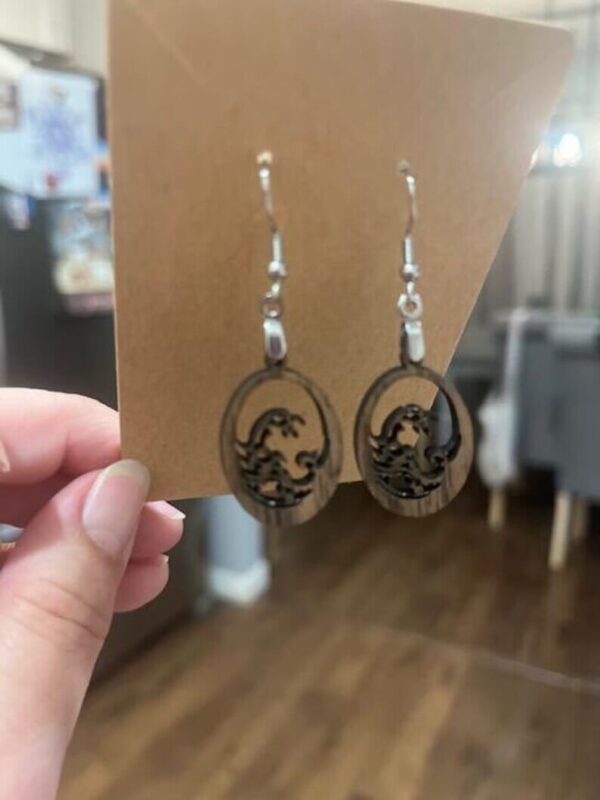 Handcrafted Laser Cut Wooden Earrings - Image 2