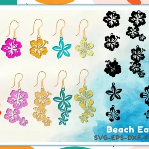 Hawaii Flowers Earring Svg