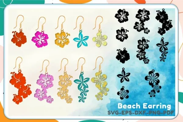 Hawaii Flowers Earring Svg