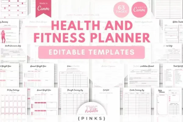 Health & Fitness Planner Canva Templates