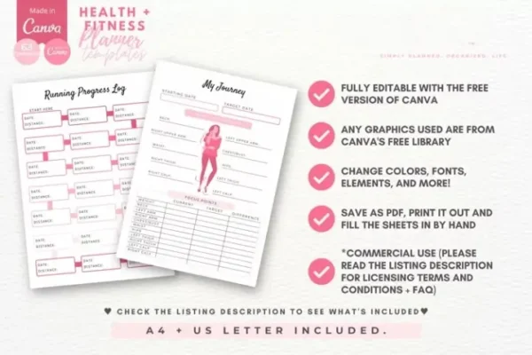 Health & Fitness Planner Canva Templates - Image 8
