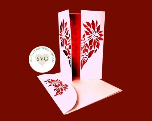 Flower Heart Gate Fold Wedding Card - Image 8