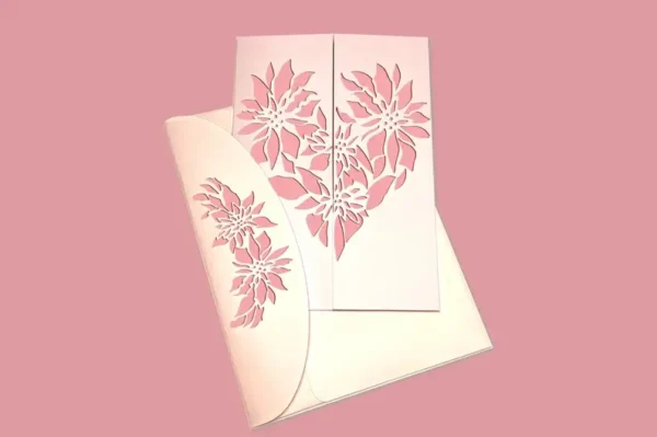 Flower Heart Gate Fold Wedding Card - Image 6
