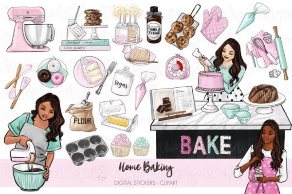 Home Baking Watercolor Clip Art