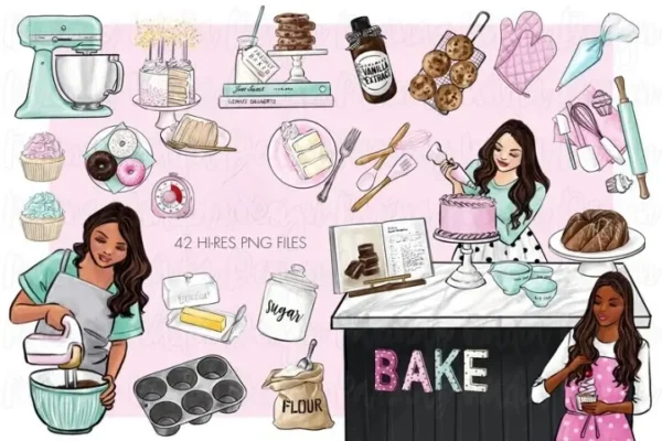 Home Baking Watercolor Clip Art - Image 2