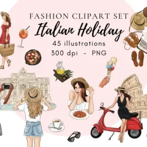Italian Holiday Fashion Illustration Travel Clipart