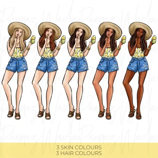 Italian Summer Hand Drawn Fashion Illustration Clip Art - Image 5