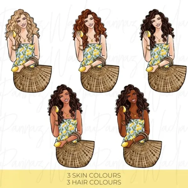 Italian Summer Hand Drawn Fashion Illustration Clip Art - Image 3