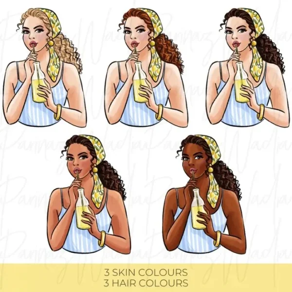 Italian Summer Hand Drawn Fashion Illustration Clip Art - Image 4