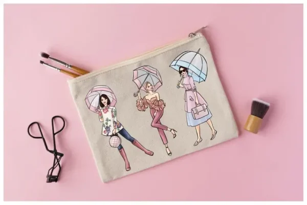 Girls with Umbrellas Light Skin Fashion Clipart - Image 8