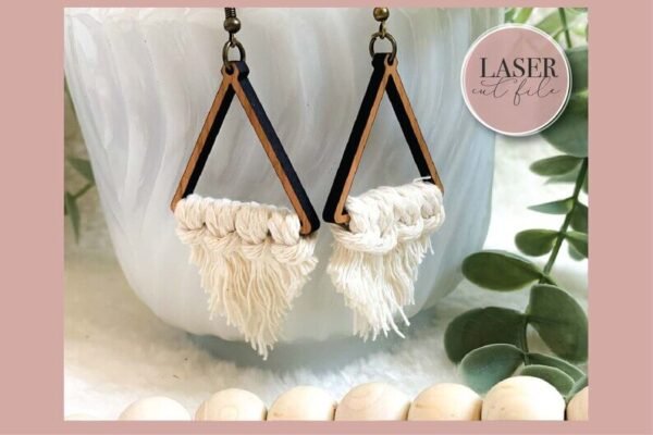 Boho Macrame Laser Earrings - Image 3