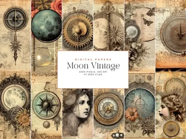 Moon Vintage Junk Journal Page - Image 4