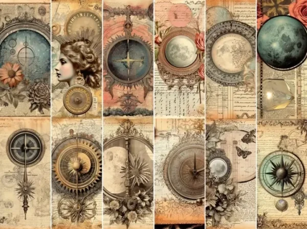 Moon Vintage Junk Journal Page - Image 2