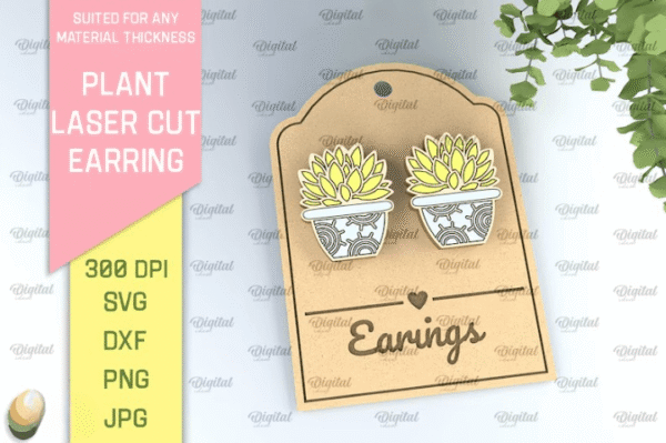 Plant Stud Earrings Laser Cut Bundle - Image 4