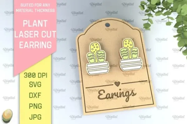Plant Stud Earrings Laser Cut Bundle - Image 3