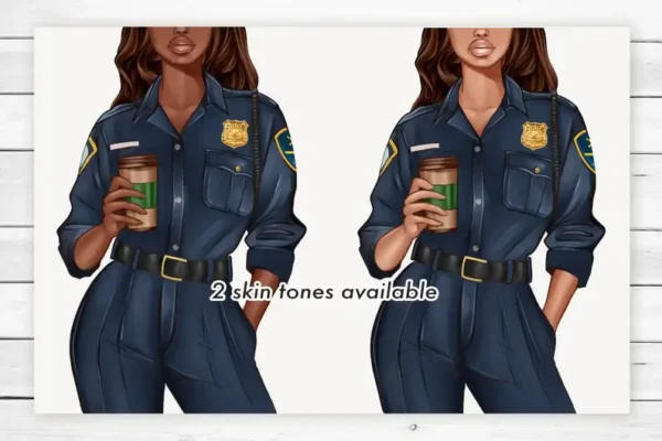 Policewoman Fashion Illustration Clip Art - Image 2
