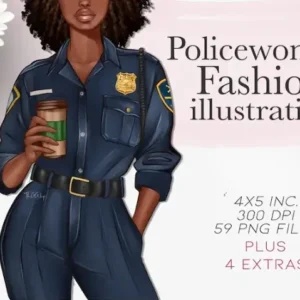 Policewoman Fashion Illustration Clip Art