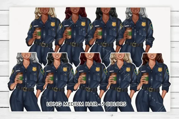 Policewoman Fashion Illustration Clip Art - Image 3