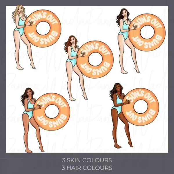 Pool Party Hand Drawn Fashion Illustration Clip Art - Image 2