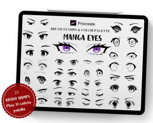 Procreate Brush 25 Manga Eye Stamp