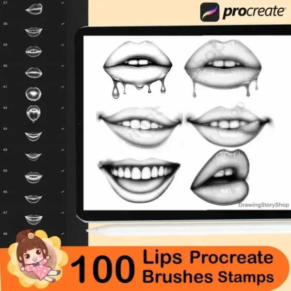 Procreate Realistic Lips Stamp Brushes - Image 4