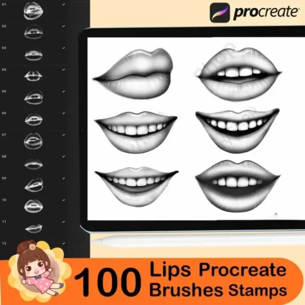 Procreate Realistic Lips Stamp Brushes - Image 2