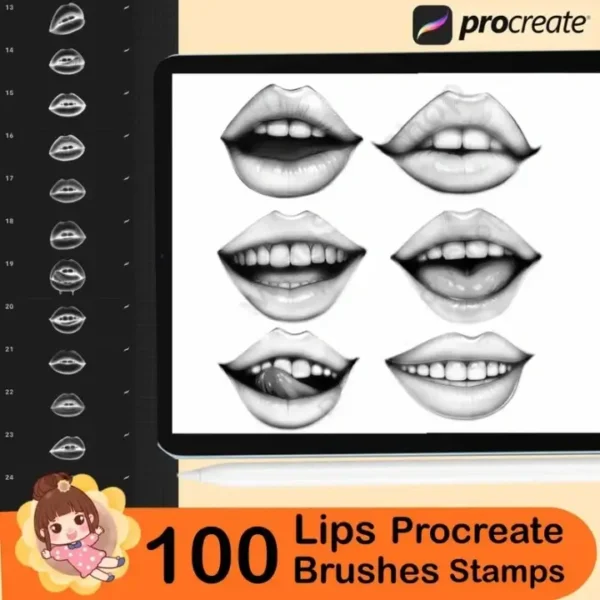 Procreate Realistic Lips Stamp Brushes - Image 3