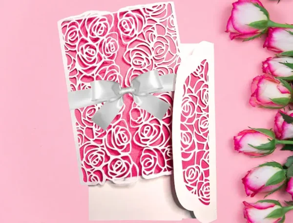 Rose Lace 3D SVG Wedding Gate Fold Card - Image 4