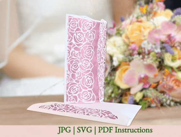 Rose Lace 3D SVG Wedding Gate Fold Card - Image 6