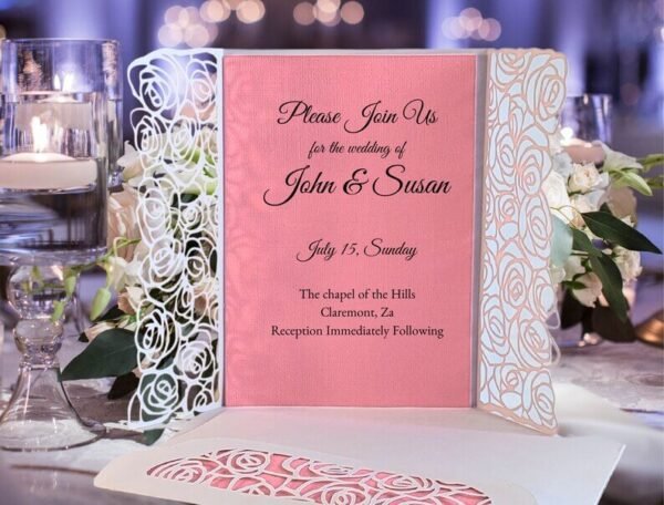 Rose Lace 3D SVG Wedding Gate Fold Card - Image 7
