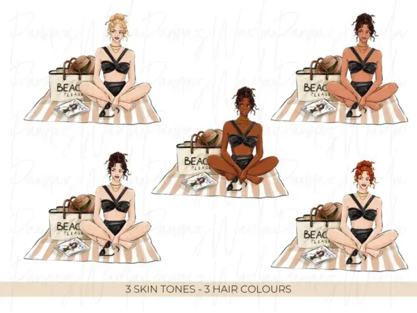 Summer Girls 8 Digital Planner Sticker Clipart - Image 5
