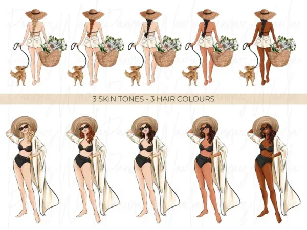 Summer Girls 8 Digital Planner Sticker Clipart - Image 2