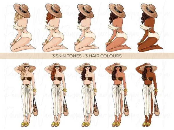Summer Girls 8 Digital Planner Sticker Clipart - Image 4