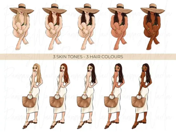 Summer Girls 8 Digital Planner Sticker Clipart - Image 3