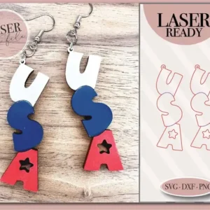 USA Patriotic Laser Earrings