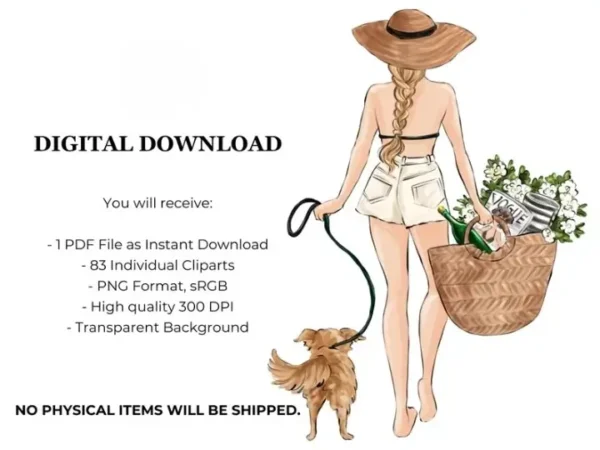 Summer Girls 8 Digital Planner Sticker Clipart - Image 8