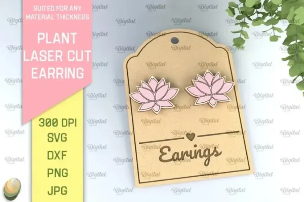 Plant Stud Earrings Laser Cut Bundle - Image 8
