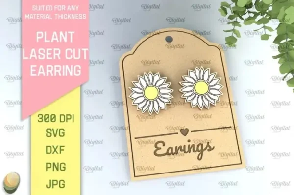 Plant Stud Earrings Laser Cut Bundle - Image 5